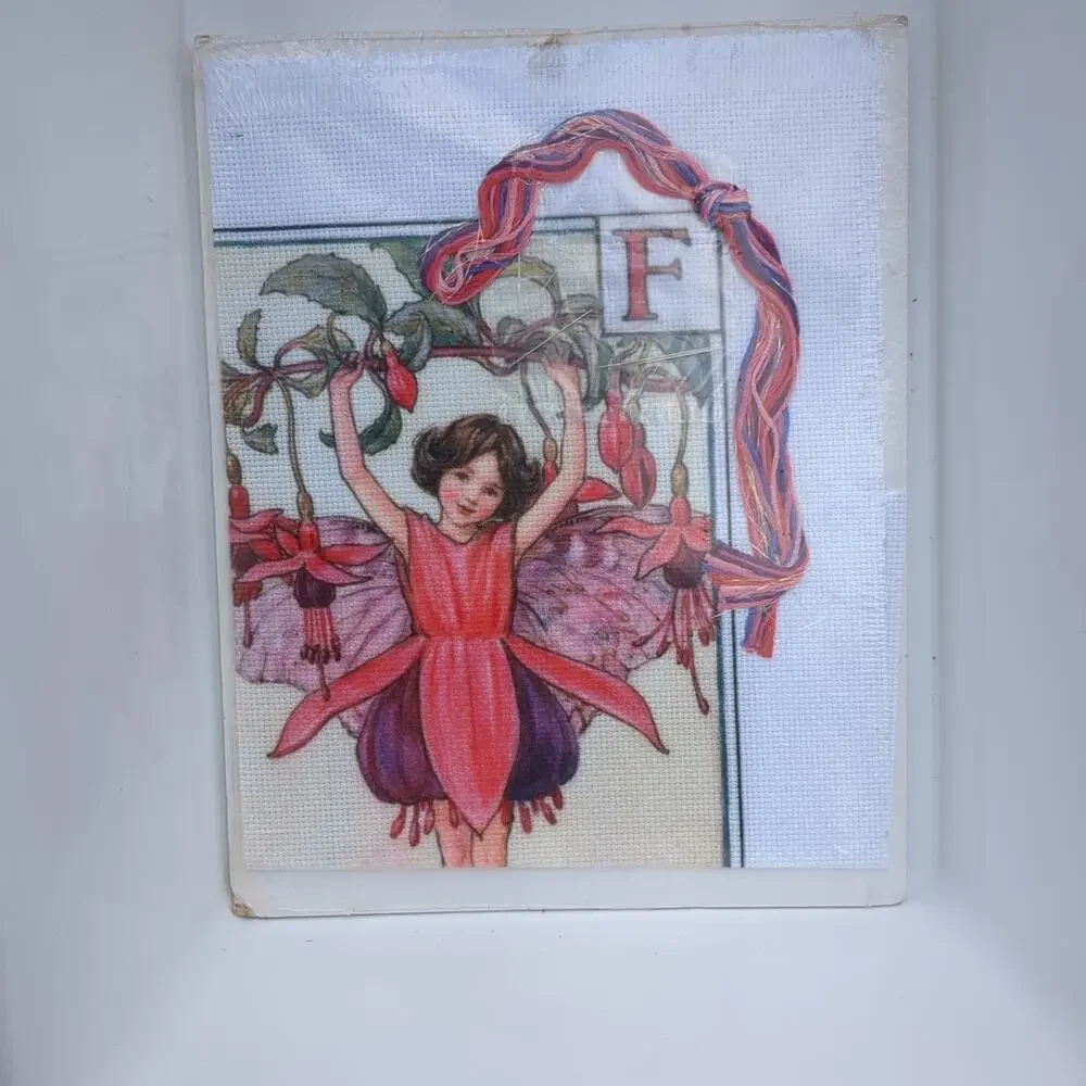 Needlepoint Flower Fairies Sicily Mary Barker 1997 Fuchsia 9 In X 12 In Vintage